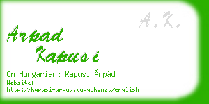 arpad kapusi business card